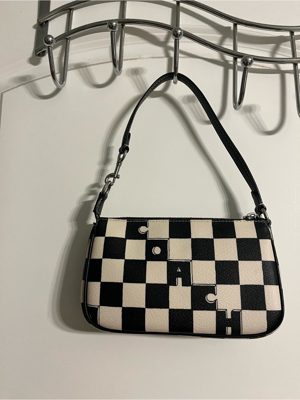 Coach Black & White Checkerboard Mini Shoulder Bag